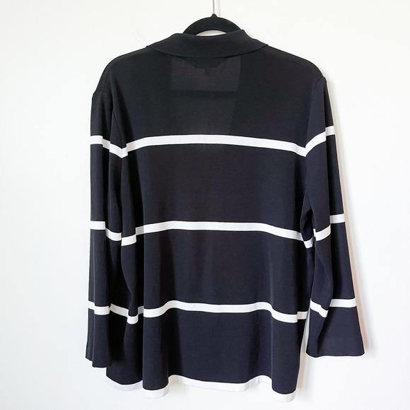 Exclusively Misook Black & White Striped Cardigan Womens XL Collar Career Work - Picture 6 of 10